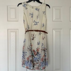 ATMOSPHERE DRESS Floral Print CASUAL size 6 Belt Blush Butterflies Butterfly 🦋